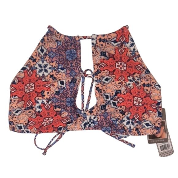 Daisy Fuentes Keyhole High Neck Bra Swim Top - Picture 1 of 2